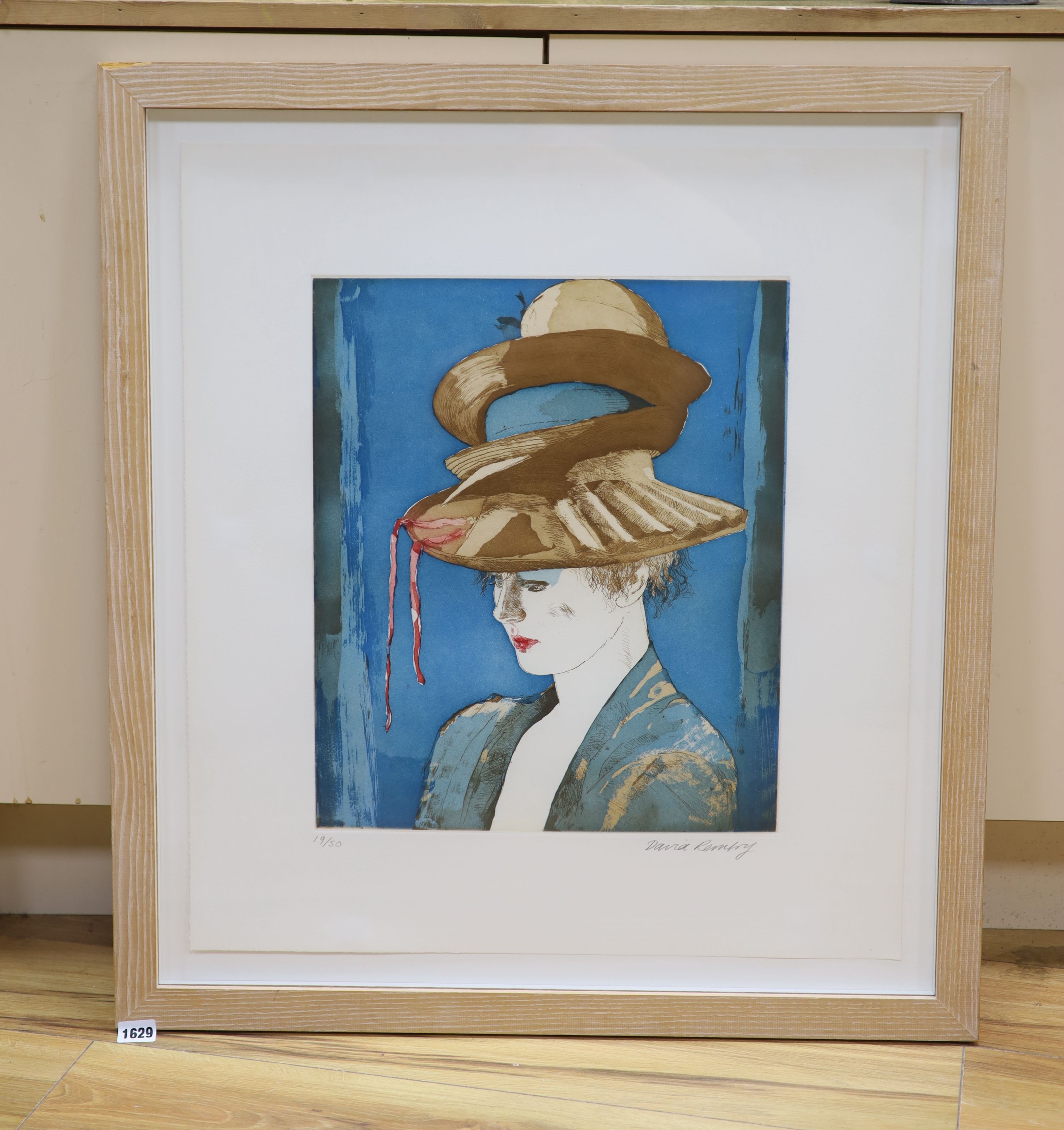 David Remfry (1942-), etching, 'Red Ribbons from the Hat Box Suite 1993', signed, 19/50